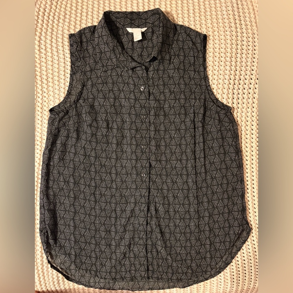 H&M Black and White Patterned Top